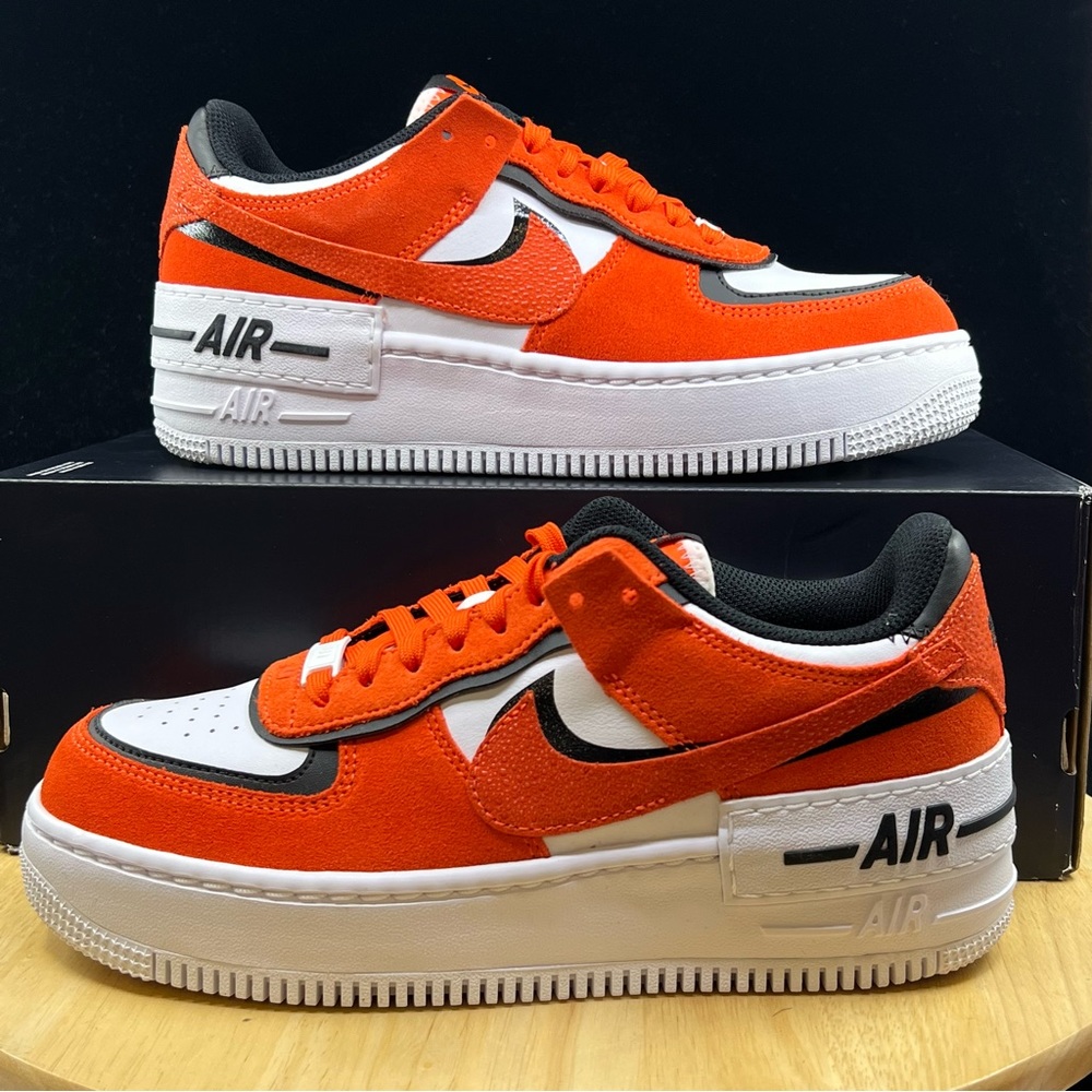 Nike Air Force 1 Shadow Women's Rush Orange Black White Shoes size 8.5
